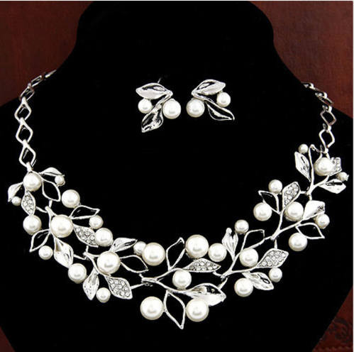 Imitation Pearl Necklace and Earring Set