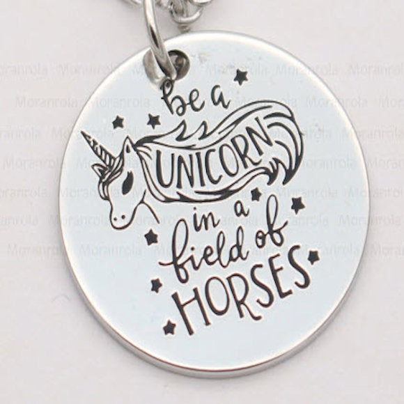 Necklace Unicorn in a Field Horses Adjustable Chain