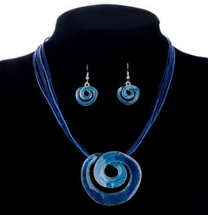 jewelry set blue enamel