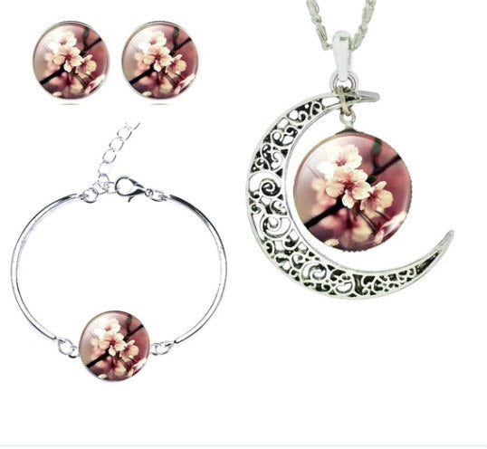 Necklace Earring Bracelet Magnolia Flower set Magnolia Mountain