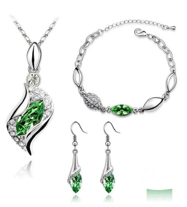 jewelry set green crystal