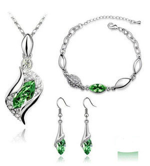 jewelry set green crystal