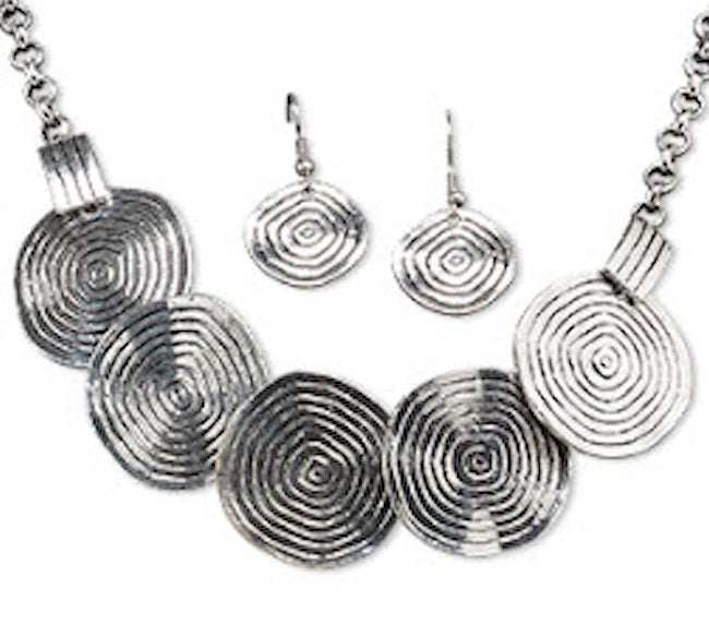 jewelry set silver spirals