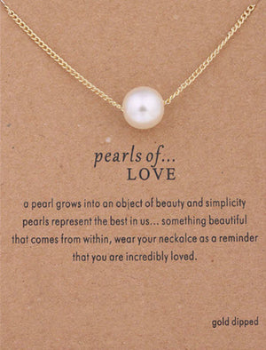 Necklace Faux Pearl Pendant Gold Plated