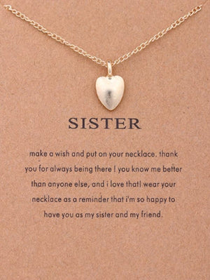 Necklace Solid Heart Sister