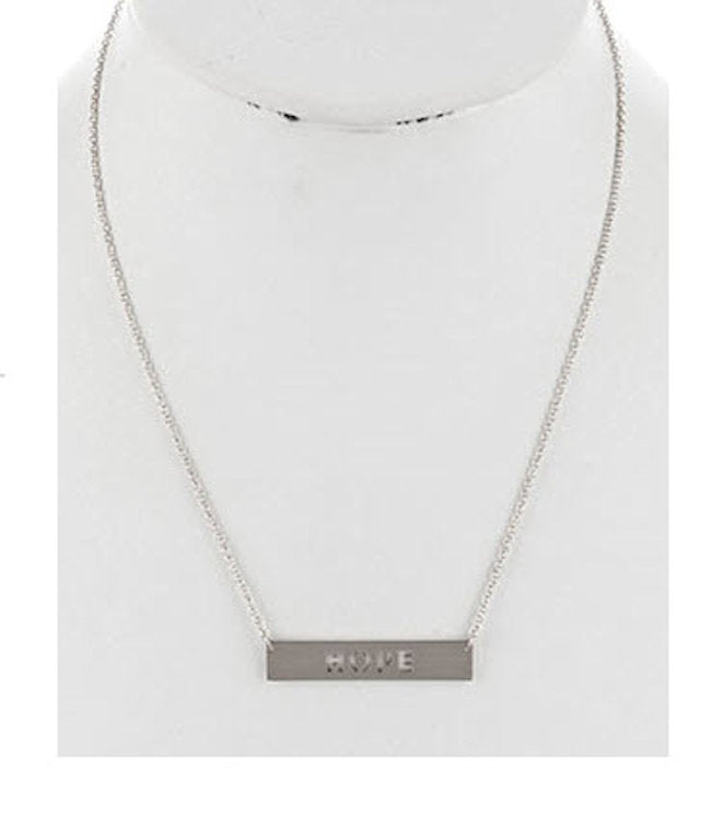 Necklace Inspirational Hope Cut Out Metal Bar