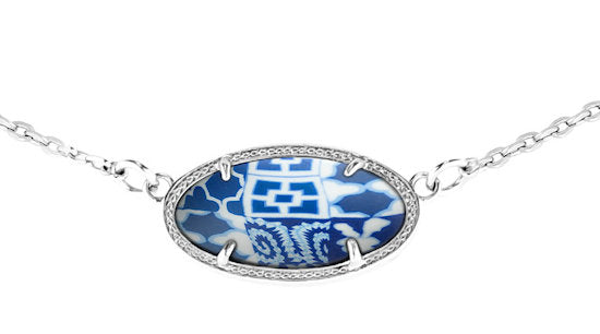 polymer clay inlay adjustable chain necklace