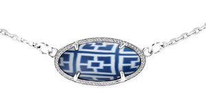 Necklace Jilzarah Reversible Navy Silver Frame
