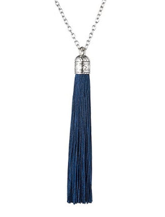 necklace long tassel blue