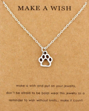 necklace silver paw print