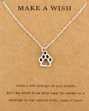 necklace silver paw print