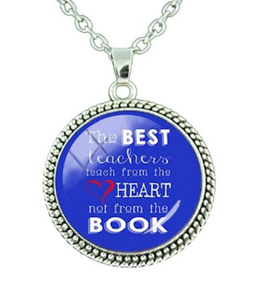 necklace teacher heart book