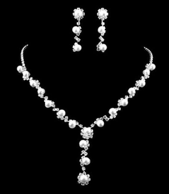 jewelry set bridal pearl and crystal