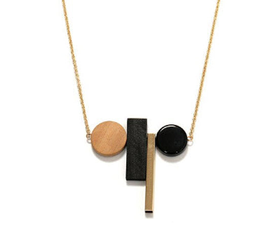 Geometric wood necklace