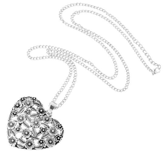 necklace large silver heart