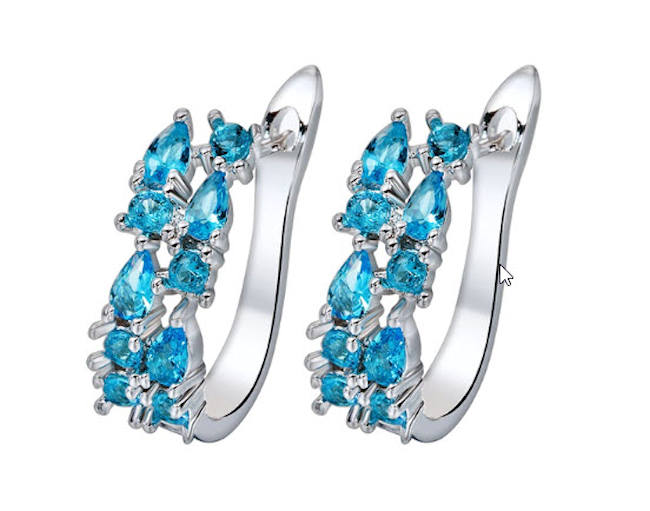 Aquamarine Sterling Silver Hoop Earrings