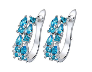 Aquamarine Sterling Silver Hoop Earrings