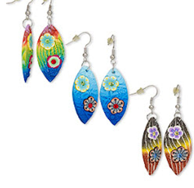 earrings wooden colorful
