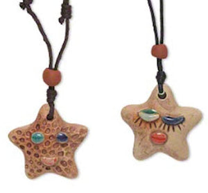 Porcelain Hand Painted Star Face Necklaces
