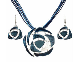 Earring and Necklace Set with  Pendant with Adjustable Cord