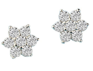 Earring small crystal flower .925 sterling silver stud
