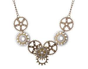 Antique Bronze Steampunk Gear Necklace