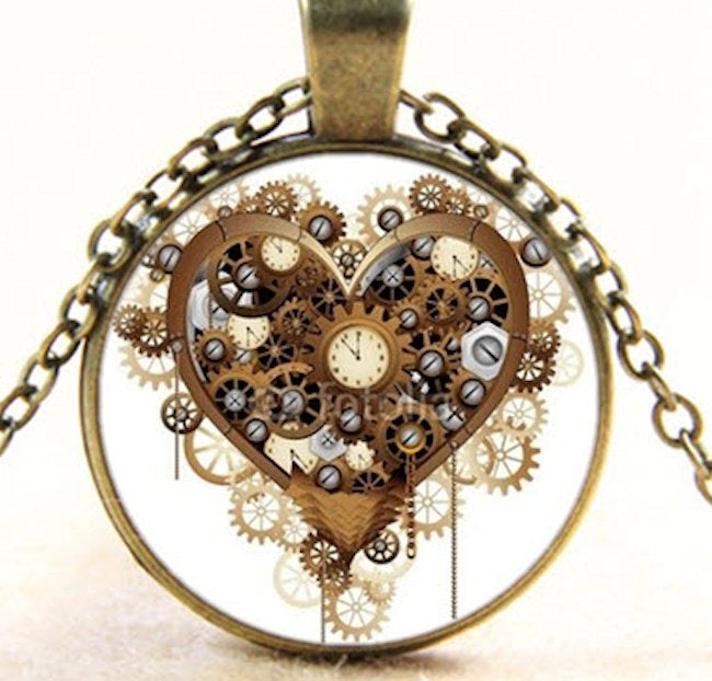 steampunk heart necklace