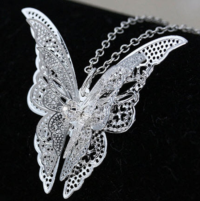necklace silver butterfly