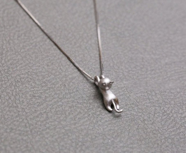 necklace silver cat