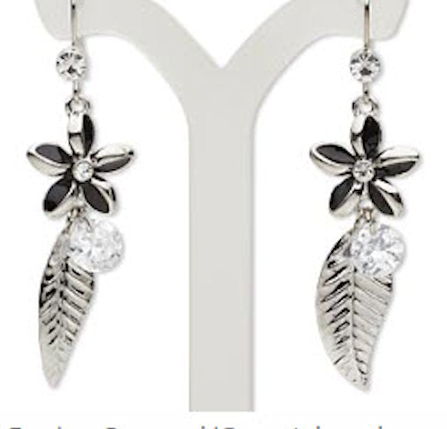 Swarovski Crystal Leaf and Flower Earring