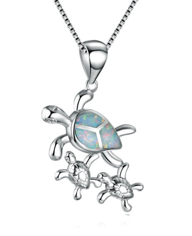 Three Turtles Opal Pendant 
