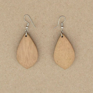 Earrings Leaf Shaped Light Natural Wood