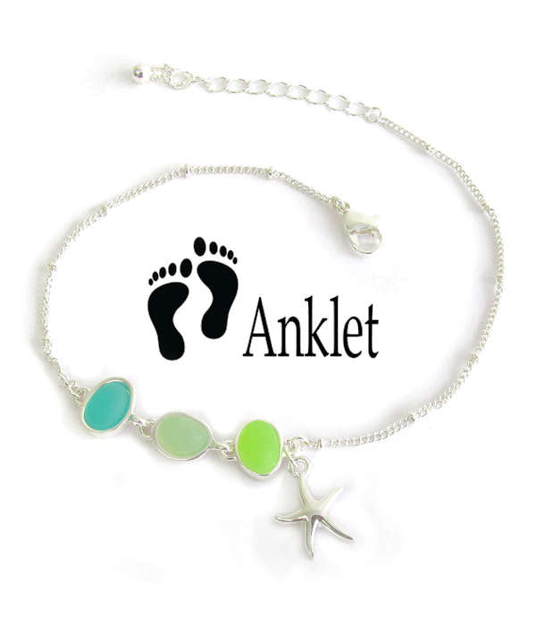 Sea Glass and Starfish Anklet