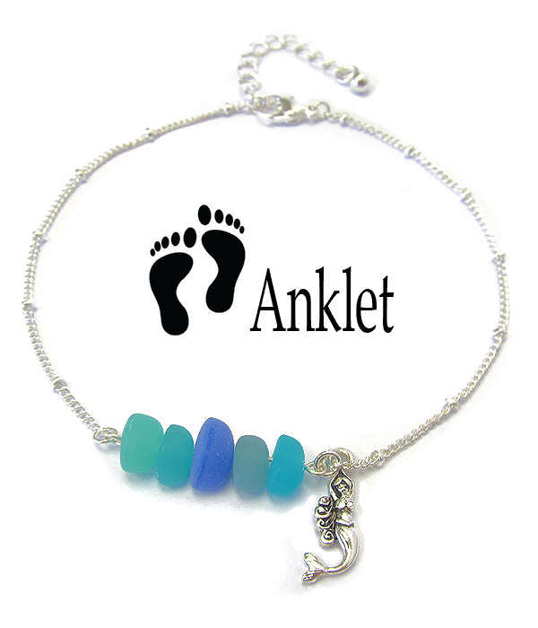 Mermaid Sea Glass Ankle Bracelet