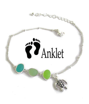 Sea Glass and Turtle Anklet