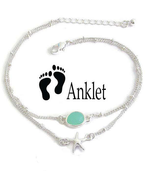 Double layer sea glass and Starfish anklet