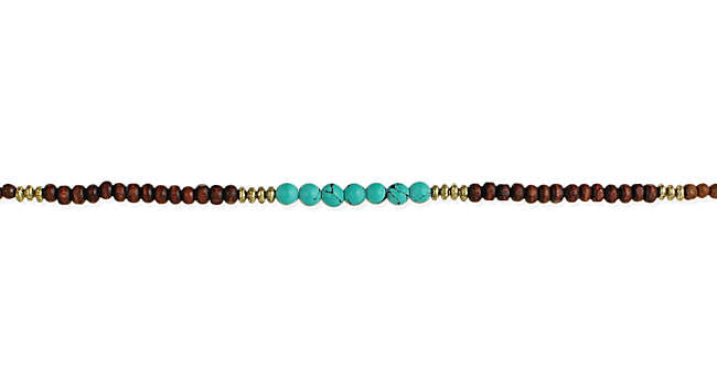 Wood & Turquoise Beaded Anklet