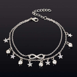 Infinity and stars ankle bracelet