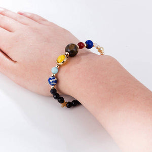 Bracelet with Eight Planets,  Solar System and Guardian Star Natural Stone