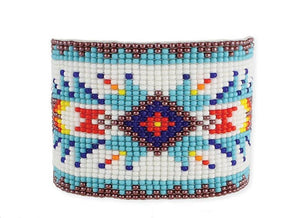 Wide white woven bead bracelet 