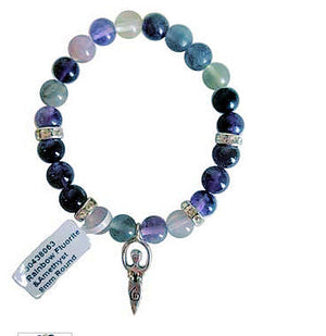 Flourite and Amethyst Bracelet with Goddess
