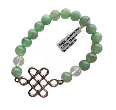 Celtic Bracelet with Green Aventurine and Quartz