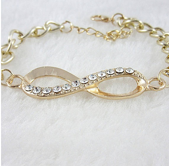 Rhinestone Infinity Charm Chain Bracelet