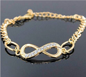 Rhinestone Infinity Charm Chain Bracelet