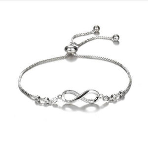 Infinity Bracelet with Crystals, Adjustable