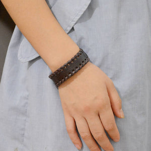 Wide Leather Strap with Snaps Bracelet