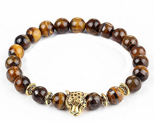 Tiger Eye Bracelet with Leopard Head