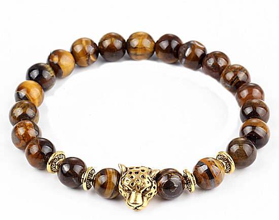 Tiger Eye Bracelet with Leopard Head