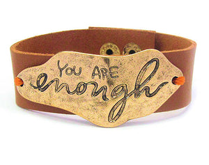 Inspirational Message Leatherette Band Bracelet 
