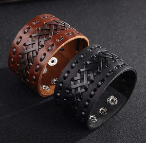 Wide Leather Bracelet Cuff